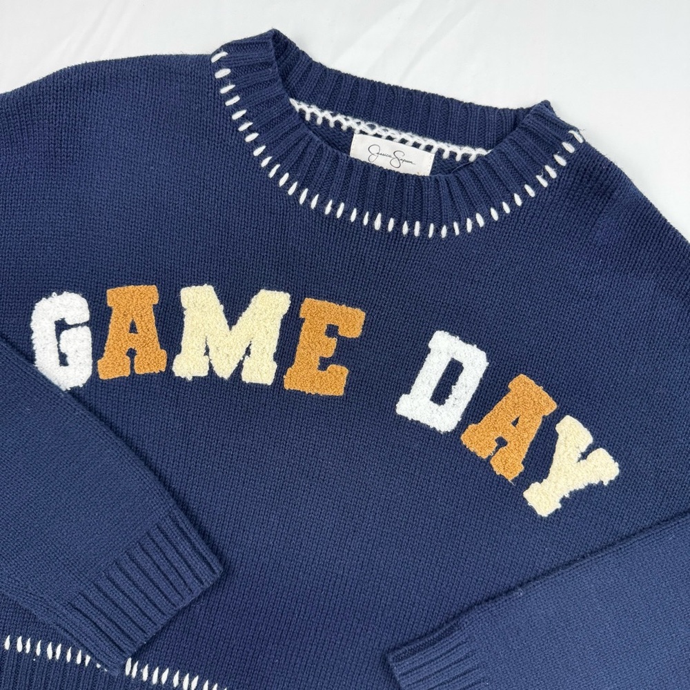 Jessica Simpson - Women Knit Game Day Cropped‎ Long Sleeve Sweater Size Medium